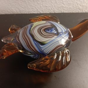 STUNNING NEW White Cristal Murano Italy 8" Tortoise Art Glass Sculpture.